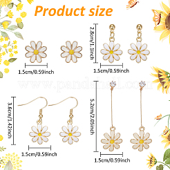 4ペア4スタイルフラワー合金エナメルダングルイヤリング（女性用）  ゴールドカラー  16~64x15~16mm  1ペア/スタイル&nbsp;EJEW-AN0004-52