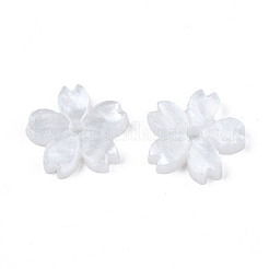 不透明なアクリルビーズ  さくら  ホワイト  10.5x11x2mm  穴：1.2mm&nbsp;X-SACR-S273-31H