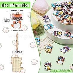 40個8色亜鉛合金ペンダント  エナメル  ライトゴールド  猫のチャーム  ミックスカラー  22.5x14.5x2mm  穴：1.5mm  5個/カラー&nbsp;FIND-CJ0001-73
