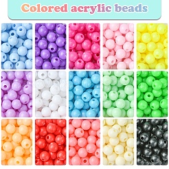 15色のプラスチックビーズ  ラウンド  ミックスカラー  6x8mm  穴：1.5mm  約70PCS /カラー  1050pc&nbsp;MACR-FS0001-79