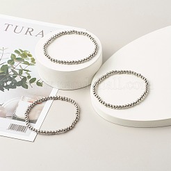 変色しない304ステンレススチール製ストレッチブレスレットセット、男性用、女性用  ボールチェーンブレスレット  ステンレス鋼色  内径：2-1/8インチ（5.5cm）  3個/セット&nbsp;BJEW-JB06675