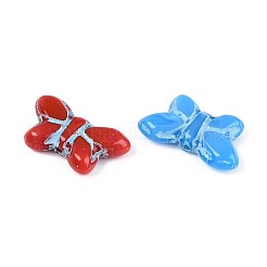 プリントガラスビーズ  蝶  ミックスカラー  11x19x4mm  穴：1.2mm&nbsp;GLAA-T025-78M