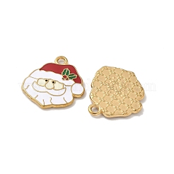 304ステンレススチールエナメルペンダント  クリスマステーマのチャーム  イオンプレーティング（ip）  18KGP本金メッキ  サンタクロース  23x21x2.5mm  穴：2mm&nbsp;STAS-L300-012G-06