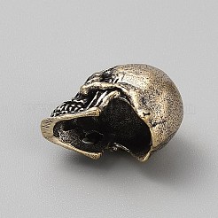 真鍮製ヨーロピアンビーズ  大穴ビーズ  スカル  生（メッキなし）  20x13x18mm  穴：6mm&nbsp;KK-WH0056-95B