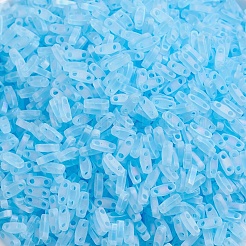 MIYUKIクォーターティラビーズ  日本製シードビーズ  2穴  （qtl148fr）マット透明なアクアab  5x1.2x1.9mm  穴：0.8mm  約480PCS /ボトル  10 G /ボトル&nbsp;SEED-JP0008-QTL148FR