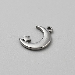 304ステンレスペンダント  ムーンチャーム  ステンレス鋼色  24.5x18x2.5mm  穴：1.9mm&nbsp;STAS-WH20010-010B