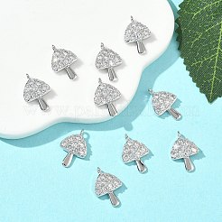 シェグレース 真鍮製マイクロパヴェ キュービックジルコニアペンダント  きのこチャーム  カドミウムフリー＆ニッケルフリー＆鉛フリー  透明  プラチナメッキ  13.5x9x2mm  穴：1.2mm&nbsp;XGRQ3D099-503P