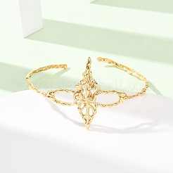 女性用304ステンレススチールカフバングル  葉  ゴールドカラー  内径：2.24x2.52インチ（5.7x6.4cm）&nbsp;BJEW-C155-01C-G