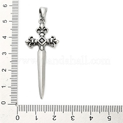 316サージカルステンレススチール、キュービックジルコニアペンダント  クロスチャーム  アンティークシルバー  48.5x19.5x4mm  穴：6x4mm&nbsp;STAS-A123-10AS