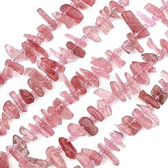 天然石ストロベリークォーツビーズ連売り  チップ  グレードA  シードビーズで  6~22x3~8x1~8mm  穴：1mm  約66~78個/連  15.55''（39.5センチメートル）&nbsp;G-F821-D02-01