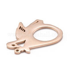 イオンプレーティング（IP）304ステンレスペンダント  レーザー切断  鳥  ローズゴールド  30x26.5x1.4mm  穴：1.6mm&nbsp;LS-STAS-P280-18RG