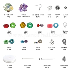 DIYジュエリーセット製作キット  天然および合成の混合石チップビーズを含む  ガラス＆プラスチック＆アクリルラインストーンビーズ  合金ペンダント  304ステンレススチールピンと丸カン  アイアン製ピアスフック  亜鉛合金の留め金  伸縮性のある糸  ミックスカラー  ジェムストーンチップビーズ：80g /セット&nbsp;DIY-FS0001-92
