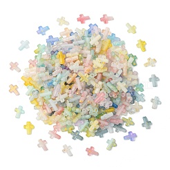 300色グラデーションカラー透明アクリルビーズ10個  金色の箔付き  クロス  ミックスカラー  15~16x12~12.5x4.5mm  穴：2.2~2.5mm  300個/セット&nbsp;OACR-CJ0002-44