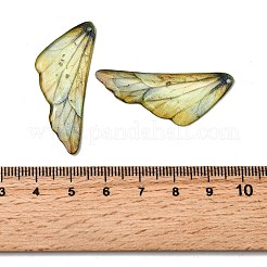 透明エポキシ樹脂ペンダント2個  ウイング  金箔  きいろ  41x16.5x2mm  穴：1.2mm&nbsp;RESI-A044-04C