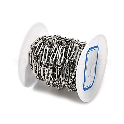 304ステンレススチール長方形リンクチェーン  溶接されていない  スプールで  ステンレス鋼色  14x4.5x1mm  5 m /ロール&nbsp;CHS-C016-09P