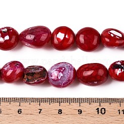 染め加工天然石瑪瑙ビーズ連売り  ナゲット  クリムゾン  12~17.5x11~13x6.5~12mm  穴：1mm  約29~30個/連  15.24~16''（38.7~40センチメートル）&nbsp;G-T138-229A