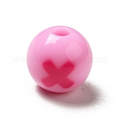 ツートンの不透明アクリルビーズ  クロスの丸  パールピンク  11.5mm  穴：2.8mm  約361個/326g&nbsp;LS-SACR-K003-02E