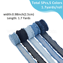 デニム生地リボン5色5個  衣類の装飾用  ミックスカラー  1インチ（25mm）  1pc /カラー&nbsp;DIY-FH0007-16