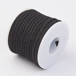 スエード調コード  フェイクレース  ブラック  3x1mm  約30m /ロール&nbsp;LW-WH0001-1090