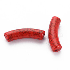 不透明なクラックルアクリルビーズ  カーブチューブ  ファイヤーブリック  32x10x8mm  穴：1.8mm  約298個/452g&nbsp;LS-MACR-S372-002N-009