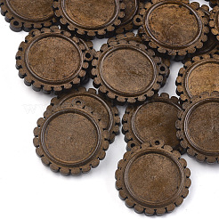 木製ペンダントカボションセッティング  ペンダントベース  花  キャメル  トレイ：25mm  39x36.5x5.5mm  穴：2.5mm&nbsp;WOOD-S044-08B