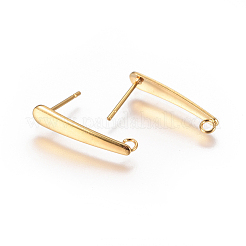 イオンプレーティング（IP）304ステンレススチール製イヤリング部品  カン付き  ゴールドカラー  20.5x4mm  穴：1.8mm  ピン：0.7mm&nbsp;LS-STAS-I120-18B-G