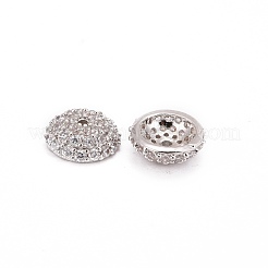 花弁のない半円形/ドーム真鍮マイクロパヴェキュービックジルコニアビーズキャップ  プラチナ  8x3mm  穴：1mm&nbsp;X-ZIRC-D062-P