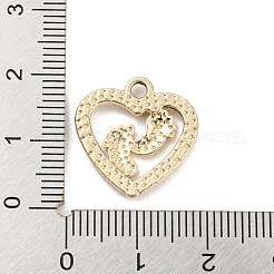 UVメッキ合金ラインストーンペンダント  ハートの足跡チャーム付き  ゴールドカラー  18x18x2mm  穴：2mm&nbsp;PALLOY-D026-19G
