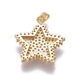 真鍮製キュービックジルコニアペンダント  スター  カラフル  ゴールドカラー  24x22x3mm  穴：4mm&nbsp;ZIRC-O030-08G