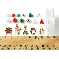 クリスマステーマのDIYアクリル＆プラスチック＆ガラスシードビーズブレスレットキット  ミックスカラー  8mm  穴：1.5mm  2色  25個/カラー  50pc&nbsp;DIY-FS0006-55