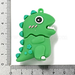 PVC 3D プラスチックペンダント  キーホルダーバッグ吊り下げ飾り  恐竜  グリーン  49x37x20mm  穴：2mm&nbsp;PVC-L002-02A-01