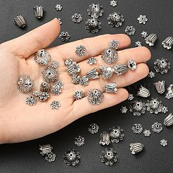 50 個のチベットスタイル合金ビーズキャップ  鉛フリー＆カドミウムフリー  アンティークシルバー  7x3mm  穴：1.5mm&nbsp;FIND-YW0009-09