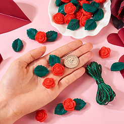 歯が生える子供のための DIY バラの花授乳ネックレス作成キット  食品グレードのシリコーン焦点ビーズを含む  ナイロン糸  ミックスカラー  ビーズ：20~24x20~20.5x7.5~11.5mm  40個/袋&nbsp;DIY-TA0006-35