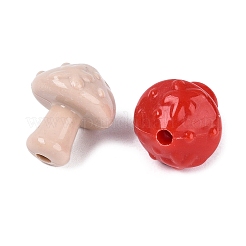 不透明なアクリルビーズ  キノコ  ミックスカラー  18~18.5x15.5~16.5x15.5~16.5mm  穴：2.5mm  約322個/500g&nbsp;OACR-Q199-14