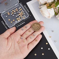 60 個 2 色のステンレス鋼のピアスキャッチ  花の耳の裏  ミックスカラー  4.85x2mm  穴：1.2mm  30個/カラー&nbsp;STAS-BBC0006-40A