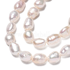天然養殖淡水パールビーズ連売り  研磨両側  ホワイト  7~8x5.5~6.5mm  穴：0.7mm  約41個/連  13.19~13.39インチ（33.5~34cm）&nbsp;PEAR-N014-05E