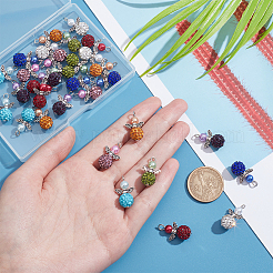 4セットのアングルシェイプポリマークレイラインストーンペンダント  チベットスタイルの合金発見とイミテーションパールアクリルビーズ付き  ミックスカラー  23x14x10mm  穴：2mm  8個/セット  32個/箱&nbsp;FIND-PH0009-14A