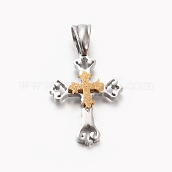 新しいギフトメンズ201ステンレススチールクロスペンダント  ミックスカラー  25x18x3.5mm  穴：5x6.5mm&nbsp;STAS-F010-67