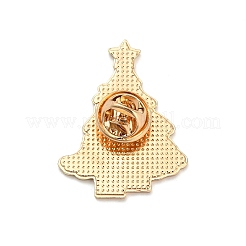 クリスマスエナメルピン  バックパック服用塗装合金バッジ  ゴールドカラー  クリスマスツリー  35x35mm&nbsp;JEWB-K028-01E-G