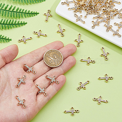 合金ラインストーンペンダント60個。  クロスチャーム  ライトゴールド  20x12.5x2mm  穴：1.8mm&nbsp;RB-DC0001-13