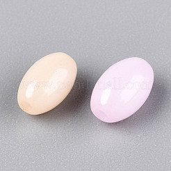 不透明色光沢ガラスシードビーズ  丸い穴  オーバル  ミックスカラー  6.5~7x4~4.5mm  穴：0.9~1mm  約2645個/ポンド&nbsp;SEED-N008-02A-M