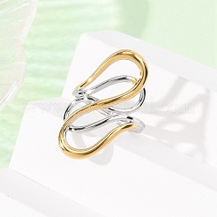 女性用304ステンレススチールオープンカフリング  黄金＆ステンレススチール  30x16mm  18mm&nbsp;RJEW-K321-01I