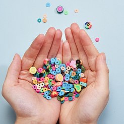 126g15色手作りポリマークレイビーズ  ヒシビーズ  ジュエリー工芸用品のDIY用  ミックスカラー  6x1mm  穴：2mm  126 G /ボックス&nbsp;CLAY-SZ0001-32