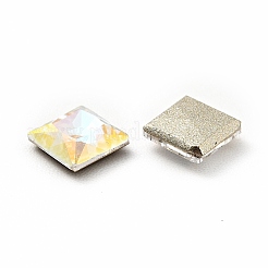 K9ガラスラインストーンカボション  フラットバック＆バックメッキ  多面カット  正方形  ミックスカラー  5x5x2mm&nbsp;RGLA-F077-A