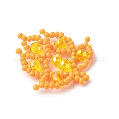 ガラスシードビーズの葉のペンダント  電気メッキガラスビーズ  オレンジ  29.5x29.5x4.5mm  穴：1.2mm&nbsp;PALLOY-MZ00527-02