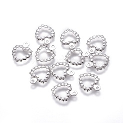 変色しない304ステンレススチールオープンチャーム  ハートリング  ステンレス鋼色  12.5x10x0.8mm  穴：1.1mm&nbsp;STAS-E474-14
