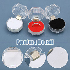八角形の透明プラスチックリングボックス42色3個  アクセサリー箱  ミックスカラー  3.8x3.8x3.8cm  14個/カラー&nbsp;CON-CA0001-022