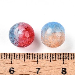 ベーキングペイント、模造翡翠、ガラスビーズ  クラックガラスビーズ  ラウンド  ミックスカラー  10~10.5mm  穴：1.5~1.8mm&nbsp;X1-DGLA-S115-10mm-MY