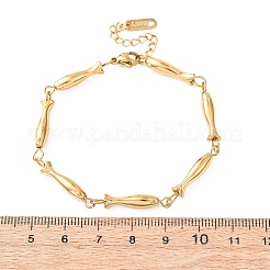 女性用304ステンレススチールリンクチェーンブレスレット  魚  ゴールドカラー  6-3/4インチ（17.3cm）&nbsp;BJEW-K293-02G