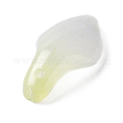 ツートングラスペンダント  蓮の葉のチャーム  黄緑  20x10.5x5mm  穴：1.2mm&nbsp;GLAA-A011-20C
